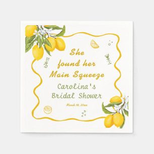 She Found Her Main Squeeze Bridal Shower Lemon Napkin