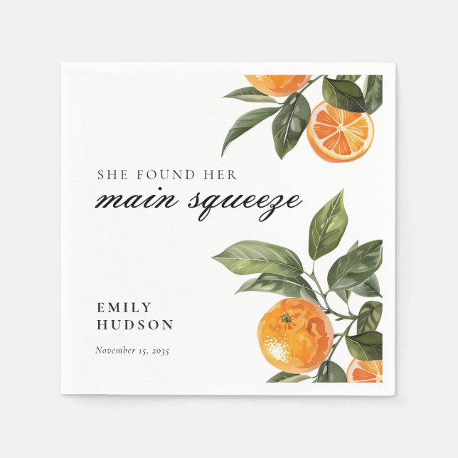 She Found Her Main Squeeze Bridal Shower Napkin (Front)