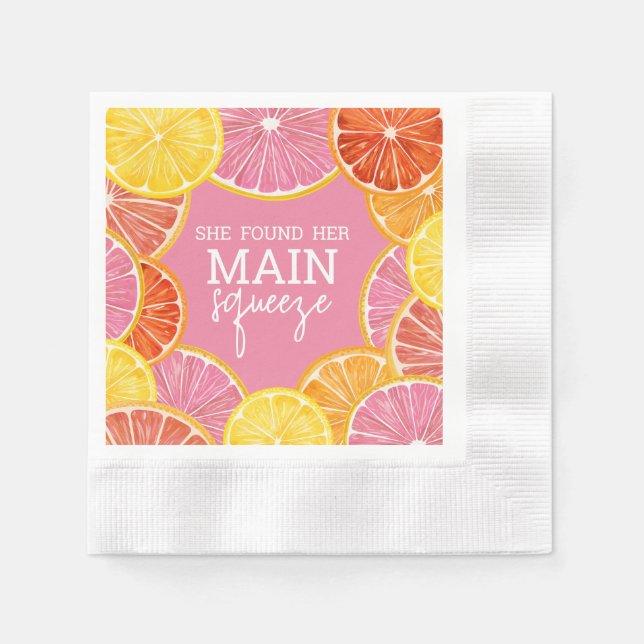 She Found Her Main Squeeze Bridal Shower Napkin (Front)