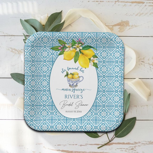 She Found Her Main Squeeze Bridal Shower Paper Plate (Creator Uploaded)