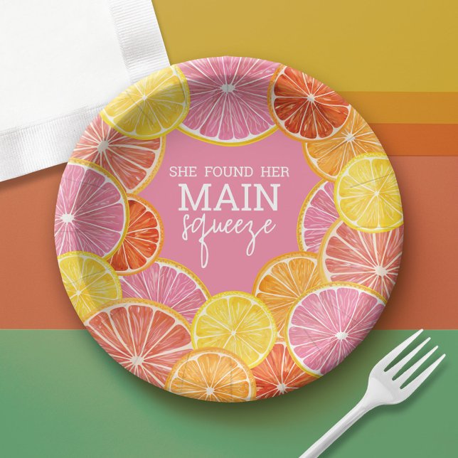 She Found Her Main Squeeze Bridal Shower Paper Plate (Custom Paper Plate)