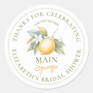 She Found Her Main Squeeze Bridal Shower Thank You Classic Round Sticker