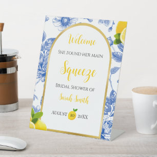 She Found Her Main Squeeze Bridal Shower Welcome Pedestal Sign