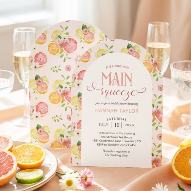 She Found Her Main Squeeze Citrus Bridal Shower Invitation (Creator Uploaded)