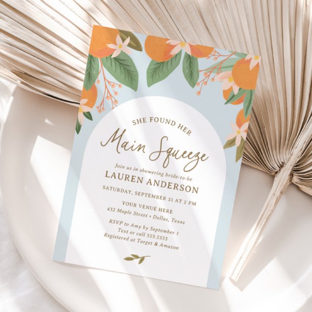 She Found Her Main Squeeze Citrus Bridal Shower Invitation (Creator Uploaded)