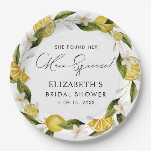 She Found Her Main Squeeze Citrus Bridal Shower Paper Plate