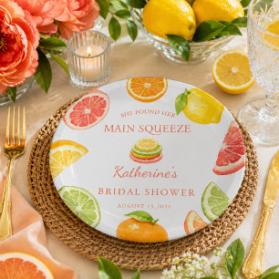 She Found Her Main Squeeze Citrus Bridal Shower Paper Plate