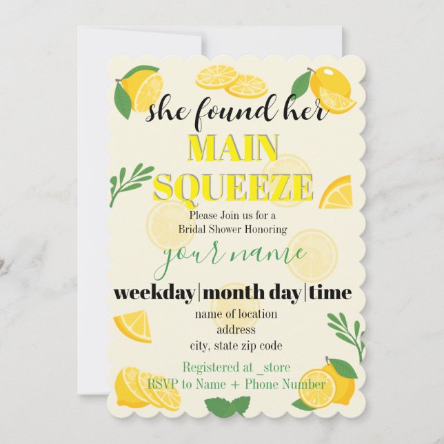 She Found Her Main Squeeze  Invitation (Front)