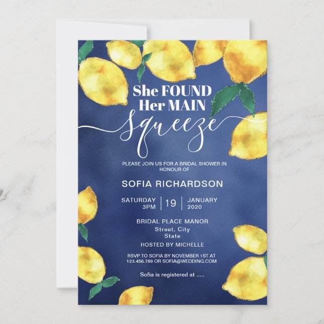 She found her main squeeze lemon BOHO SUMMER Invit Invitation (Front)