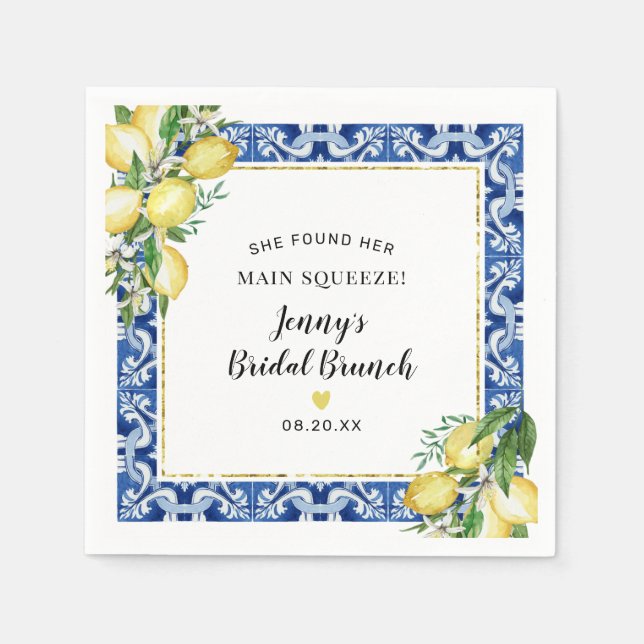 She Found Her Main Squeeze Lemon Bridal Brunch Napkin (Front)