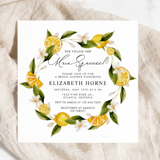 She Found Her Main Squeeze Lemon Bridal Party Invitation (Creator Uploaded)