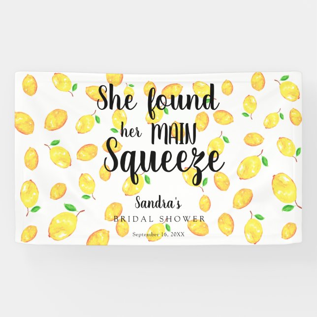 She Found Her Main Squeeze Lemon Bridal Shower Banner (Horizontal)
