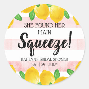 She Found Her Main Squeeze Lemon Bridal Shower Classic Round Sticker