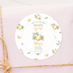 She Found Her Main Squeeze Lemon Bridal Shower Classic Round Sticker