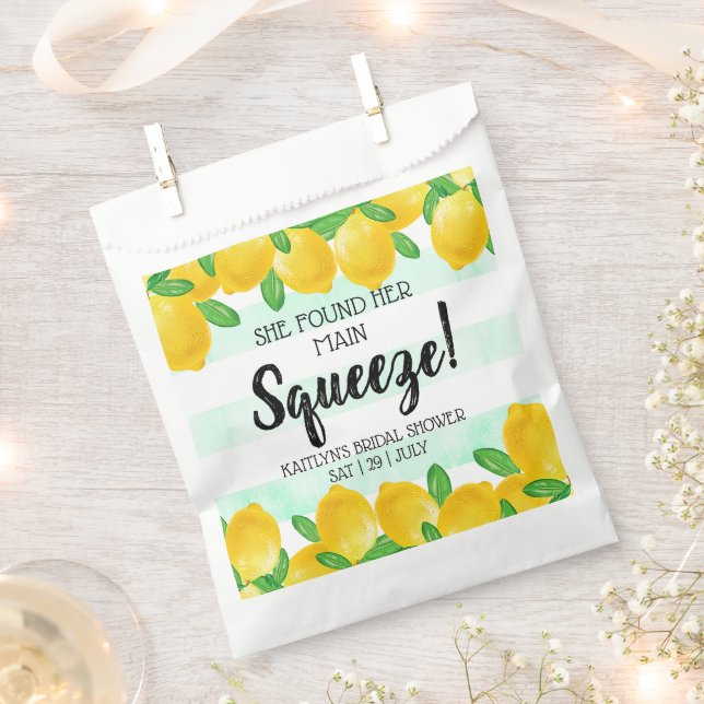 She Found Her Main Squeeze Lemon Bridal Shower Favour Bags (Clipped)