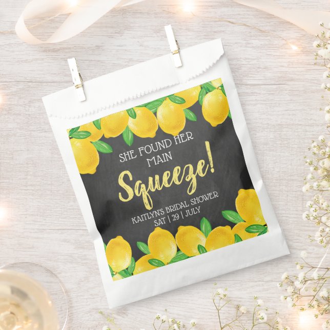 She Found Her Main Squeeze Lemon Bridal Shower Favour Bags (Clipped)