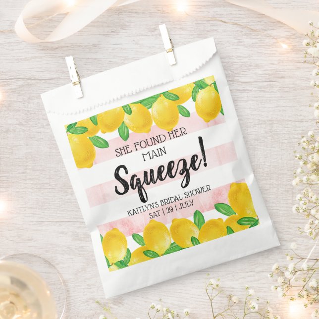 She Found Her Main Squeeze Lemon Bridal Shower Favour Bags (Clipped)