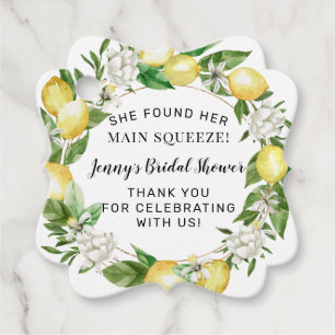 She Found Her Main Squeeze Lemon Bridal Shower  Favour Tags