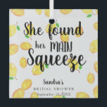 She Found Her Main Squeeze Lemon Bridal Shower  Glass Tree Decoration<br><div class="desc">Lemon bridal shower with text that says "She found her main squeeze"</div>