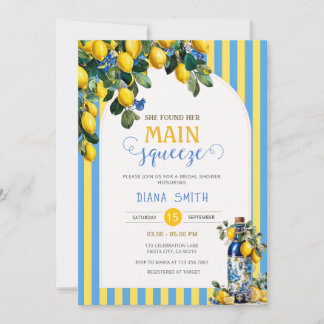 She Found Her Main Squeeze Lemon Bridal Shower Invitation
