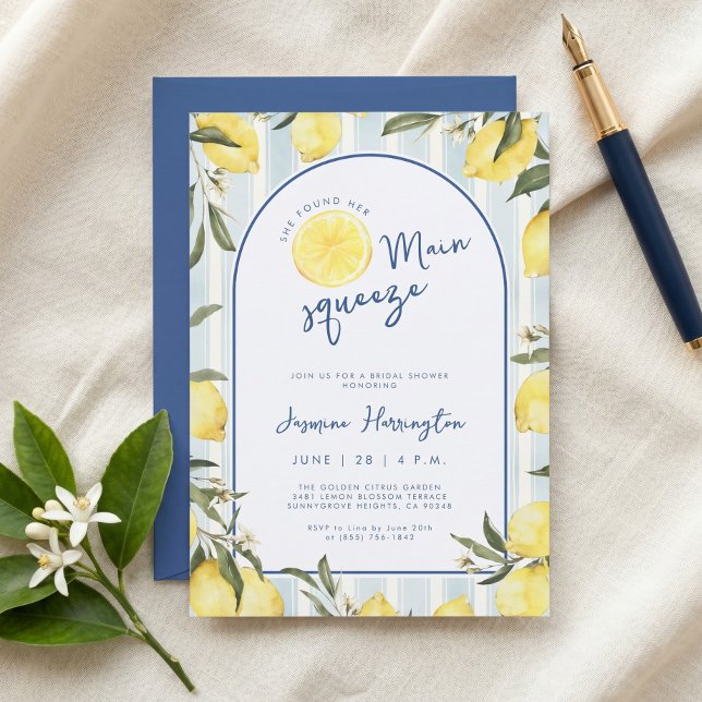 She Found Her Main Squeeze Lemon Bridal Shower Invitation (Creator Uploaded)