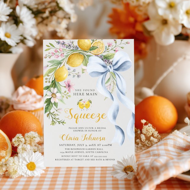She Found Her Main Squeeze Lemon Bridal Shower Invitation (Creator Uploaded)