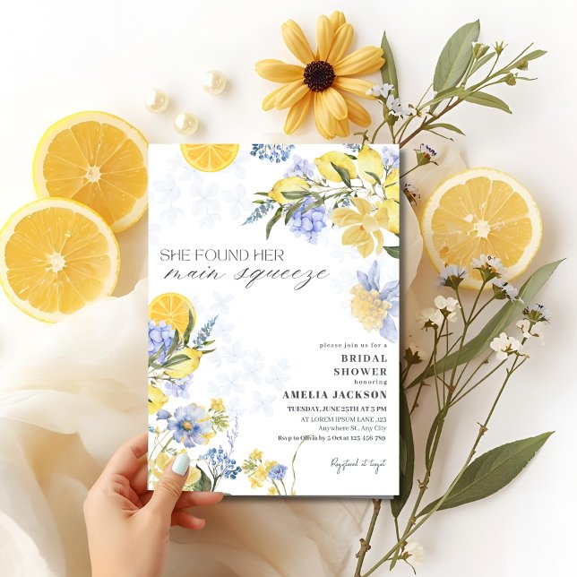 She Found Her Main Squeeze lemon Bridal Shower Invitation (Creator Uploaded)