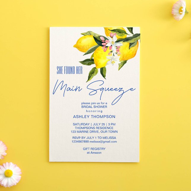 She found her main squeeze lemon bridal shower invitation (Creator Uploaded)