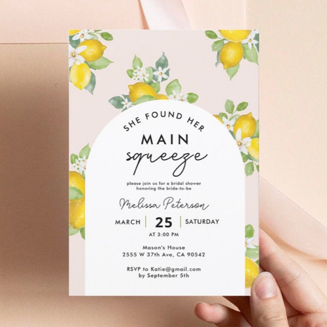 She Found Her Main Squeeze Lemon Bridal Shower Invitation (Creator Uploaded)