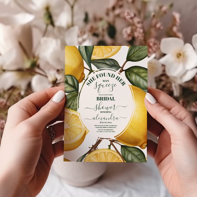 She Found Her Main Squeeze Lemon Bridal Shower Invitation (Creator Uploaded)