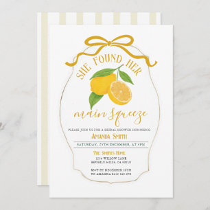 She found her main squeeze lemon bridal shower invitation