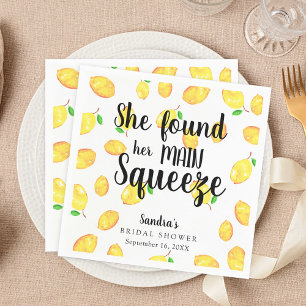 She Found Her Main Squeeze Lemon Bridal Shower Napkin