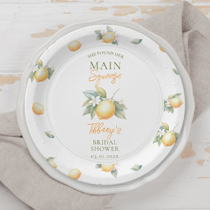 She Found Her Main Squeeze Lemon Bridal Shower Paper Plate