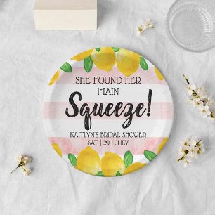 She Found Her Main Squeeze Lemon Bridal Shower Paper Plate