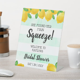 She Found Her Main Squeeze Lemon Bridal Shower Pedestal Sign