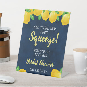 She Found Her Main Squeeze Lemon Bridal Shower Pedestal Sign