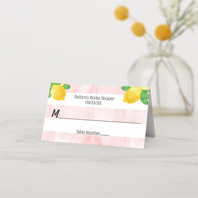 She Found Her Main Squeeze Lemon Bridal Shower Place Card (Front)