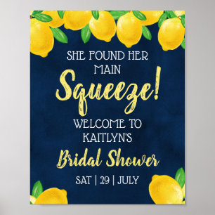 She Found Her Main Squeeze Lemon Bridal Shower Poster