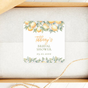 She Found Her Main Squeeze Lemon Bridal Shower Square Sticker