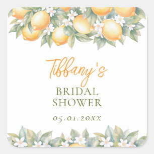 She Found Her Main Squeeze Lemon Bridal Shower Square Sticker