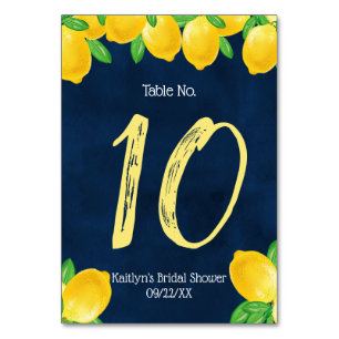 She Found Her Main Squeeze Lemon Bridal Shower Table Number