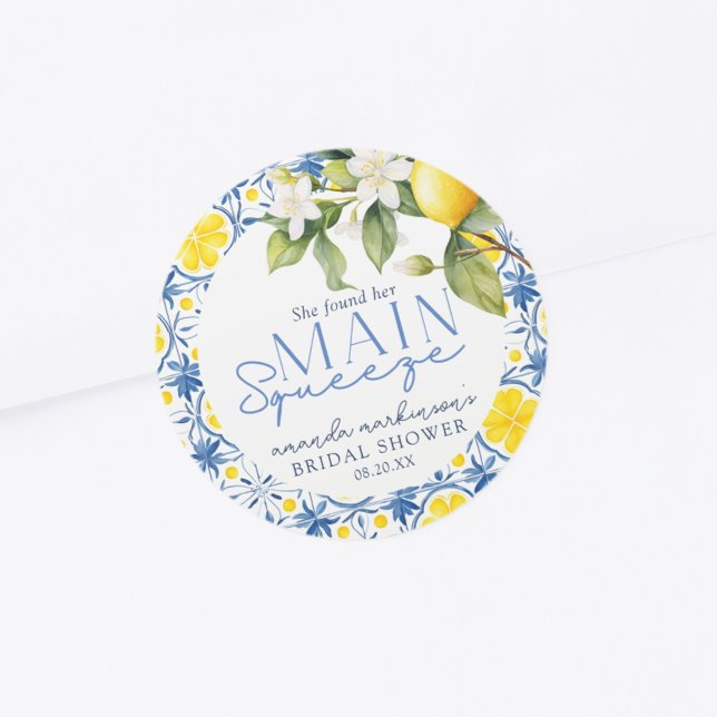 ⁠She Found Her Main Squeeze Lemon Mediterranean Classic Round Sticker (Creator Uploaded)