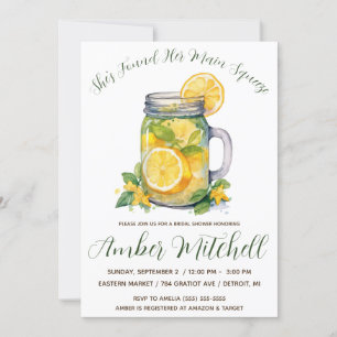 She Found Her Main Squeeze, Lemonade Bridal Shower Invitation