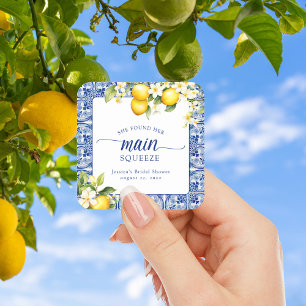She Found Her Main Squeeze Lemons Bridal Shower Square Sticker