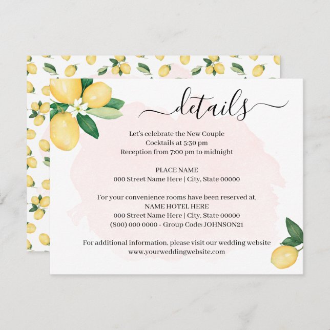 She Found Her Main Squeeze Lemons insert card (Front/Back)