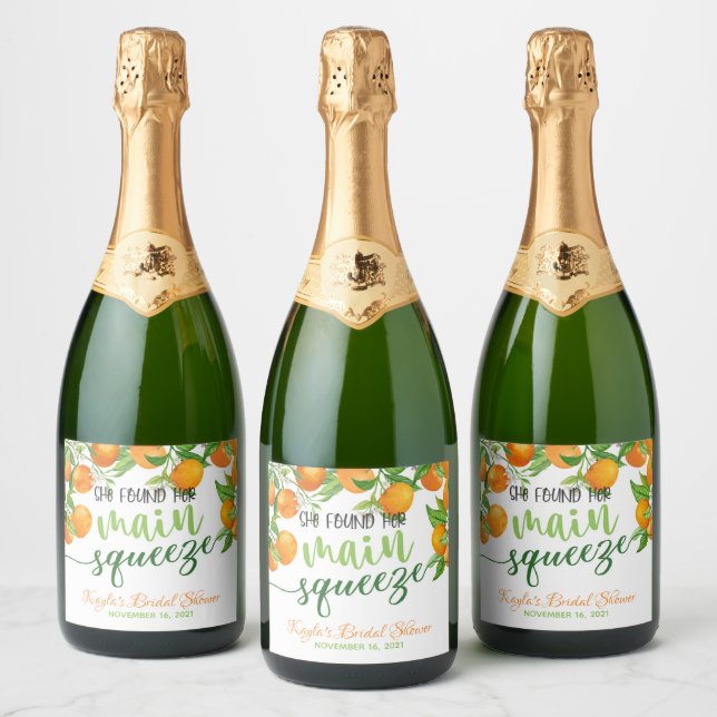 She Found Her Main Squeeze - Orange -  Sparkling Wine Label (Bottles)