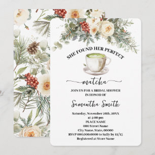 She Found Her Matcha Winter Bridal Shower Invitation