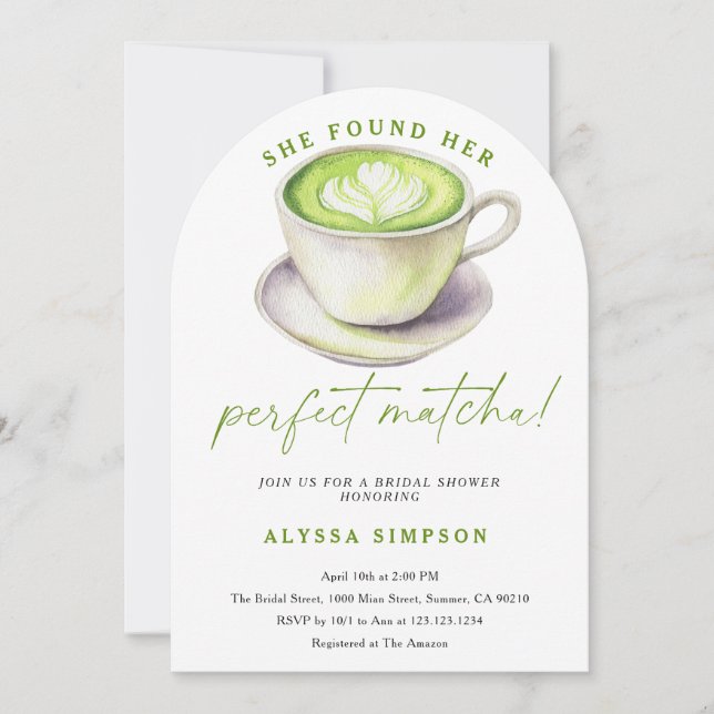 She found her perfect match bridal shower invitation (Front)