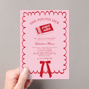 She Found Her Perfect Match Doodle Bridal Shower Acrylic Invitations