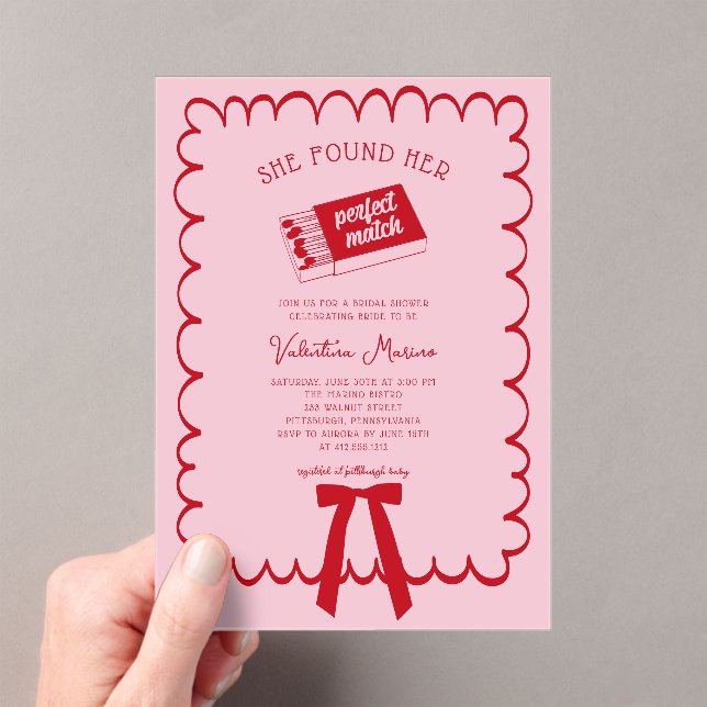 She Found Her Perfect Match Doodle Bridal Shower  Acrylic Invitations (Insitu (Handheld))